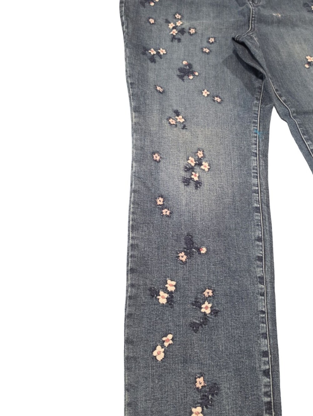 Style & Co. Blue Straight-Leg Jeans with Pink Floral Embroidery Plus Size 18 New - Picture 9 of 10